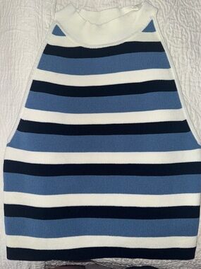 Aritzia Striped Knit Halter Top in Blue, Navy & White